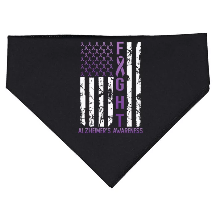 Alzheimers Awareness Month Day USA Flag Ribbon Purple USA-Made Doggie Bandana