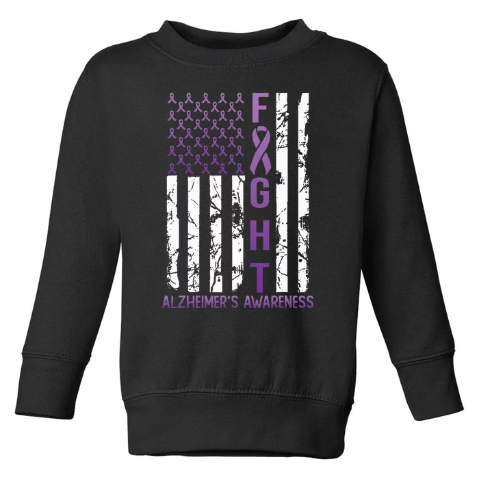 AlzheimerS Awareness Month Day Usa Flag Ribbon Purple Toddler Sweatshirt