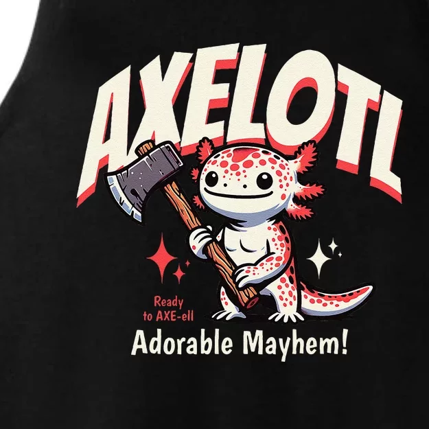 Axelotl Adorable Mayhem Funny Axolotl Animals Graphic Ladies Tri-Blend Wicking Tank