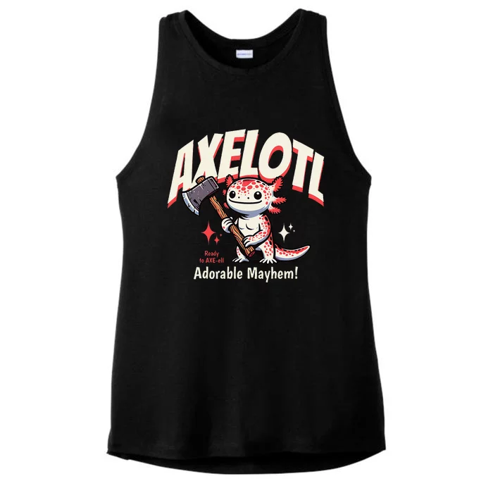 Axelotl Adorable Mayhem Funny Axolotl Animals Graphic Ladies Tri-Blend Wicking Tank