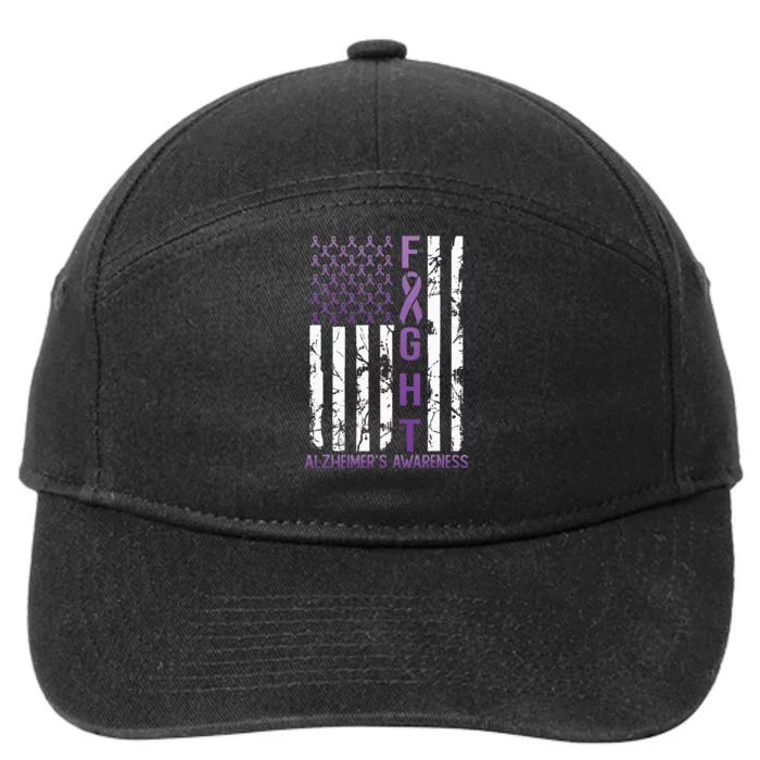 Alzheimers Awareness Month Day USA Flag Ribbon Purple 7-Panel Snapback Hat