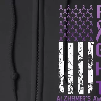 Alzheimers Awareness Month Day USA Flag Ribbon Purple Full Zip Hoodie