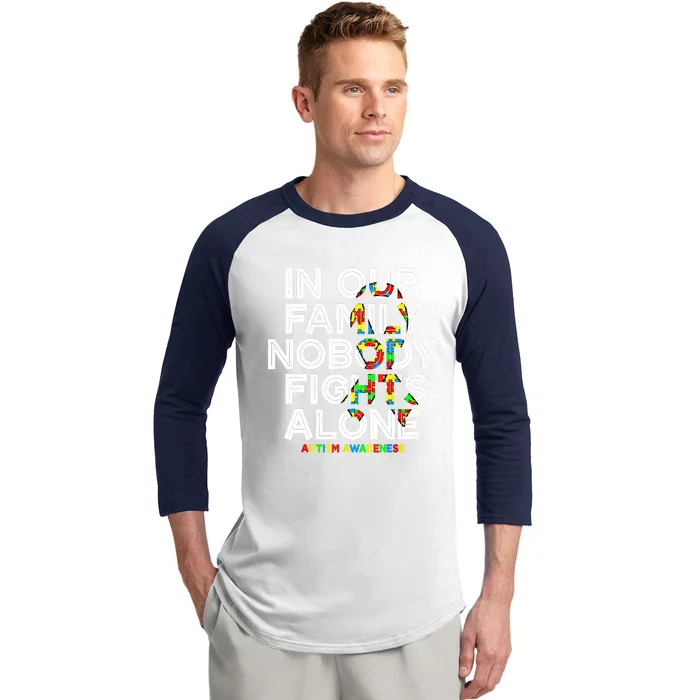 Autism Awareness Month In This Family Nobody Fight Alone Baseball Sleeve Shirt