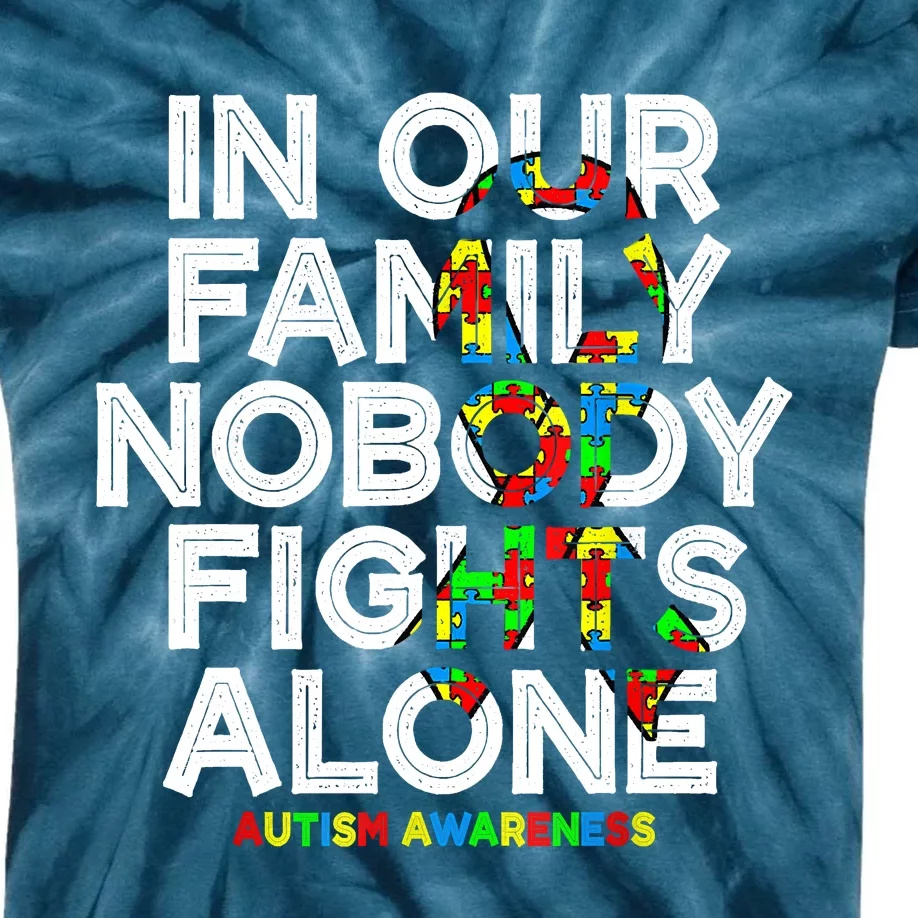 Autism Awareness Month In This Family Nobody Fight Alone Kids Tie-Dye T-Shirt