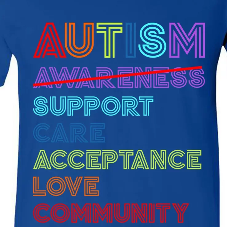 Autism Awareness Month Autistic Support Care Love Acceptance Cute Gift V-Neck T-Shirt