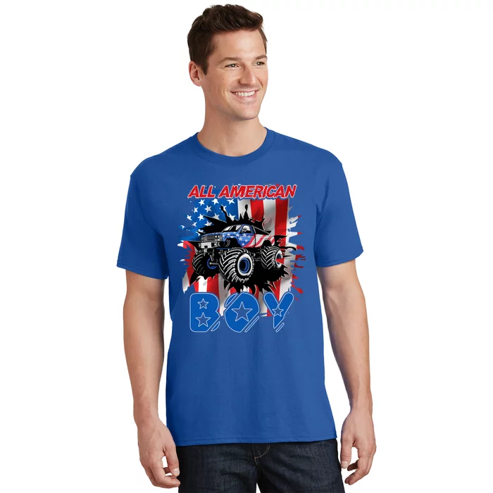 All American Monster Truck Patriotic Usa Flag July 4th Cute Gift T-Shirt