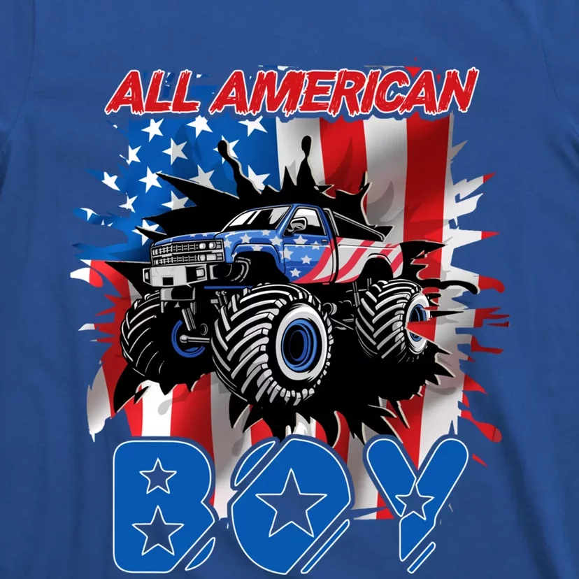 All American Monster Truck Patriotic Usa Flag July 4th Cute Gift T-Shirt