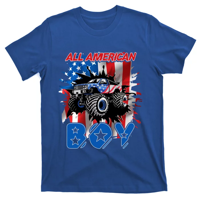 All American Monster Truck Patriotic Usa Flag July 4th Cute Gift T-Shirt