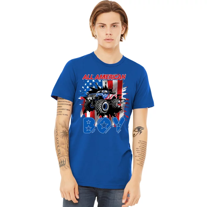 All American Monster Truck Patriotic Usa Flag July 4th Cute Gift Premium T-Shirt