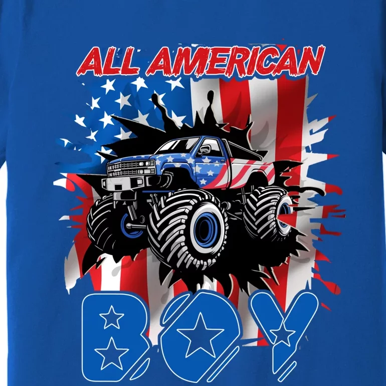 All American Monster Truck Patriotic Usa Flag July 4th Cute Gift Premium T-Shirt