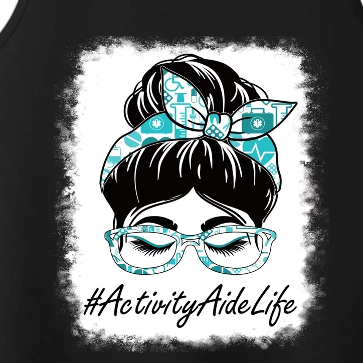 Activity Aide Messy Bun Bleached World Health Day Gift Performance Tank