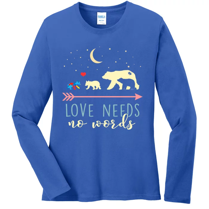 Autism Awareness Mama Bear Love Needs No Words Cute Gift Ladies Long Sleeve Shirt