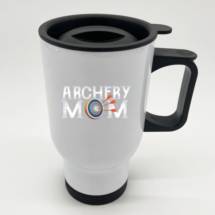 Archery Archer Mom Target Proud Parent Bow Arrow Gift Front & Back Stainless Steel Travel Mug