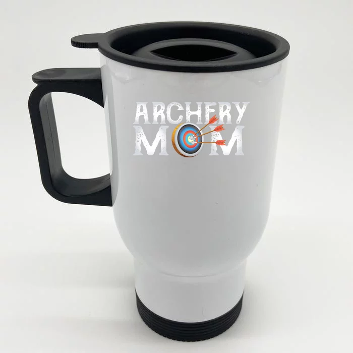 Archery Archer Mom Target Proud Parent Bow Arrow Gift Front & Back Stainless Steel Travel Mug