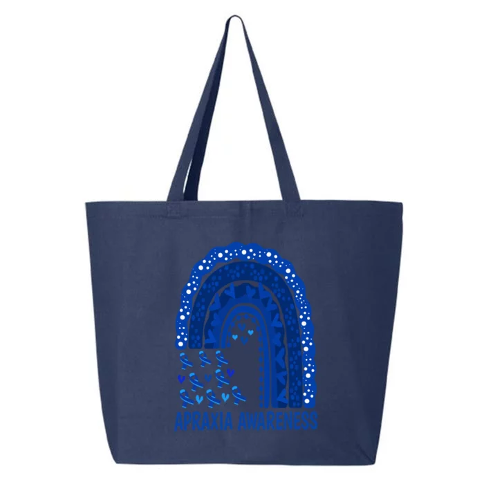 Apraxia Awareness Month Wear A Blue Ribbon In May Rainbow Gift 25L Jumbo Tote