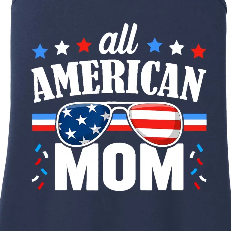 All American Mom 4th of July USA Family Matching Outfit Ladies Essential Tank