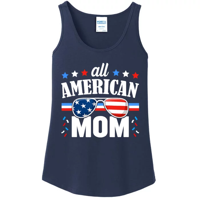 All American Mom 4th of July USA Family Matching Outfit Ladies Essential Tank