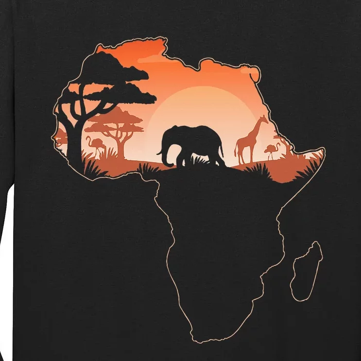 Africa Animal Map Safari African Animals Tall Long Sleeve T-Shirt