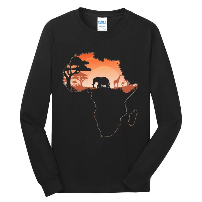 Africa Animal Map Safari African Animals Tall Long Sleeve T-Shirt