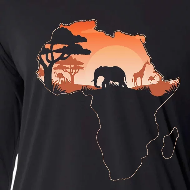 Africa Animal Map Safari African Animals Cooling Performance Long Sleeve Crew