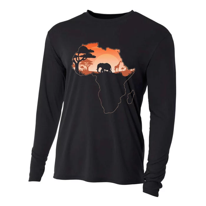 Africa Animal Map Safari African Animals Cooling Performance Long Sleeve Crew