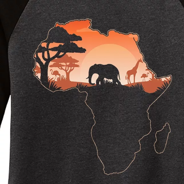 Africa Animal Map Safari African Animals Women's Tri-Blend 3/4-Sleeve Raglan Shirt