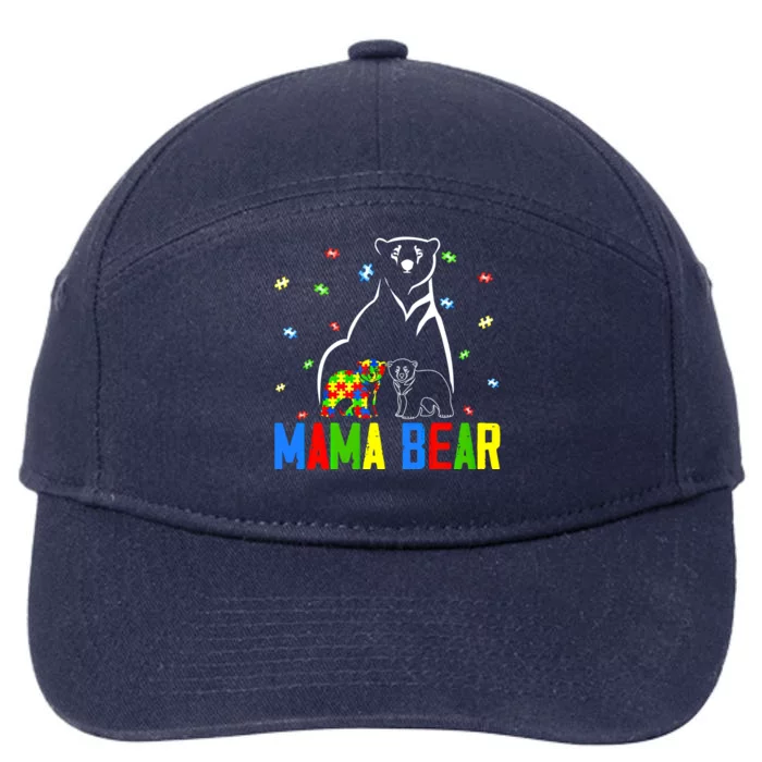 Autism Awareness Mama Bear Mom Autistic Great Gift 7-Panel Snapback Hat