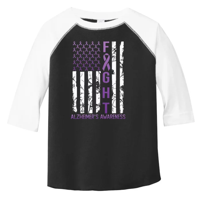 Alzheimers Awareness Month June USA Flag Ribbon Purple Toddler Fine Jersey T-Shirt