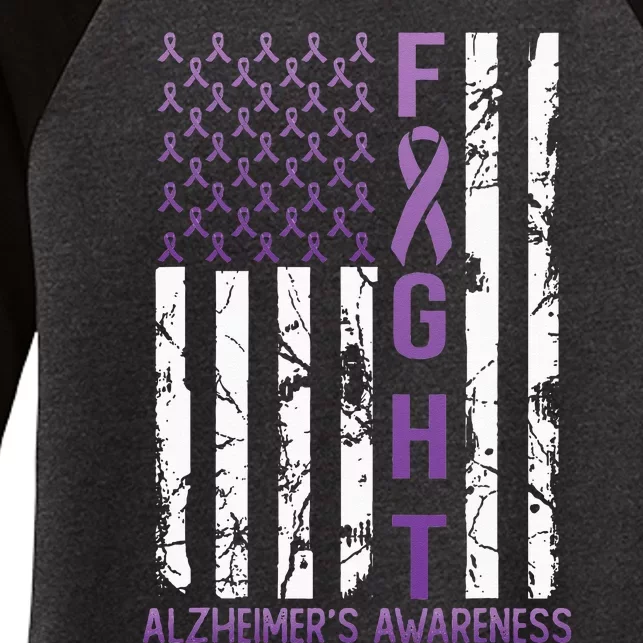 Alzheimers Awareness Month June USA Flag Ribbon Purple Women's Tri-Blend 3/4-Sleeve Raglan Shirt