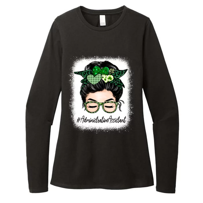 Administrative Assistant Messy Bun St Patricks Day Shamrock Great Gift Womens CVC Long Sleeve Shirt