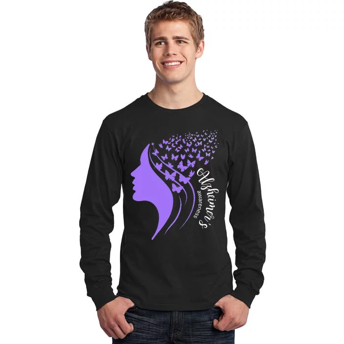 Alzheimer's Awareness Month Lady Butterflies Tall Long Sleeve T-Shirt