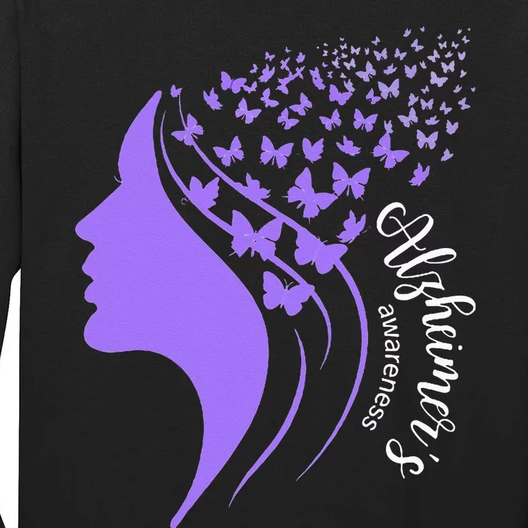 Alzheimer's Awareness Month Lady Butterflies Tall Long Sleeve T-Shirt