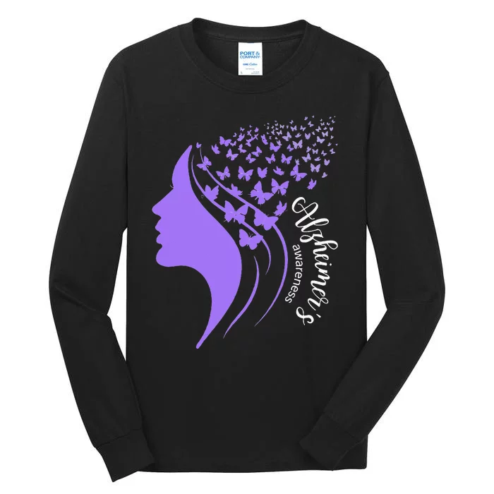 Alzheimer's Awareness Month Lady Butterflies Tall Long Sleeve T-Shirt