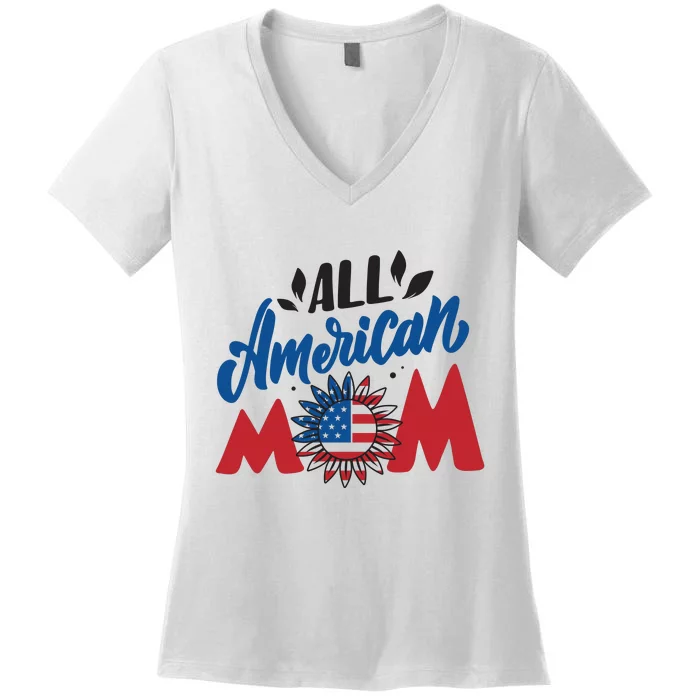 All American Mom | 4th Of July Family Outfits Women's V-Neck T-Shirt