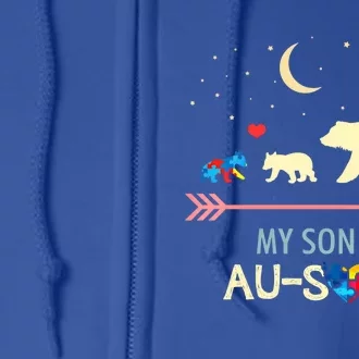 Autism Awareness Mama Bear My Son Is Ausome Great Gift Full Zip Hoodie