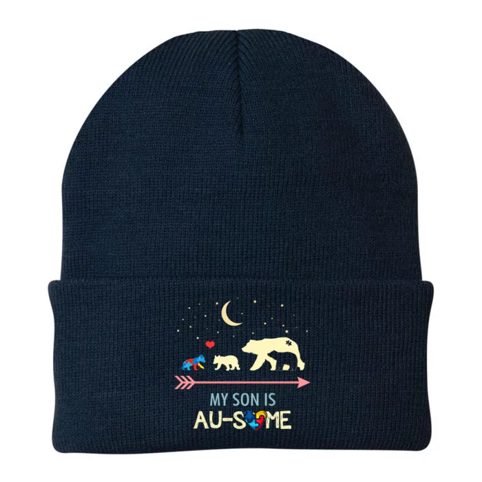 Autism Awareness Mama Bear My Son Is Ausome Great Gift Knit Cap Winter Beanie