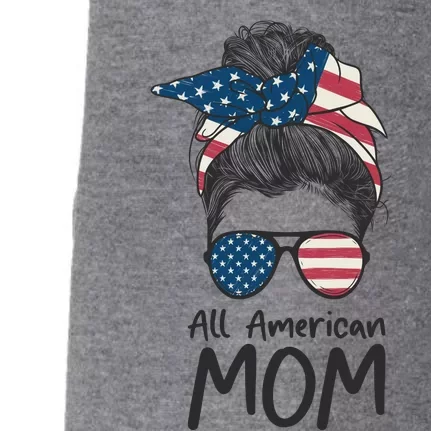 All American Mom 4th Of July Mothers Day Messy Bun Doggie 3-End Fleece Hoodie