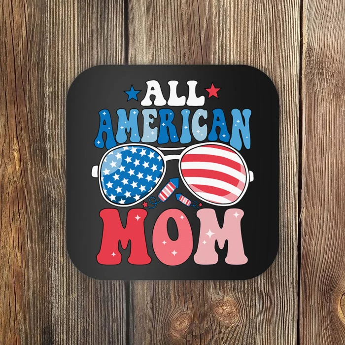 All American Mom Sunglasses 4th of July Family Matching Coaster