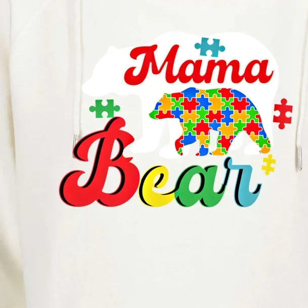 Autism Awareness Mama Bear Support Autistic Autism Mom Gift Womens Funnel Neck Pullover Hood