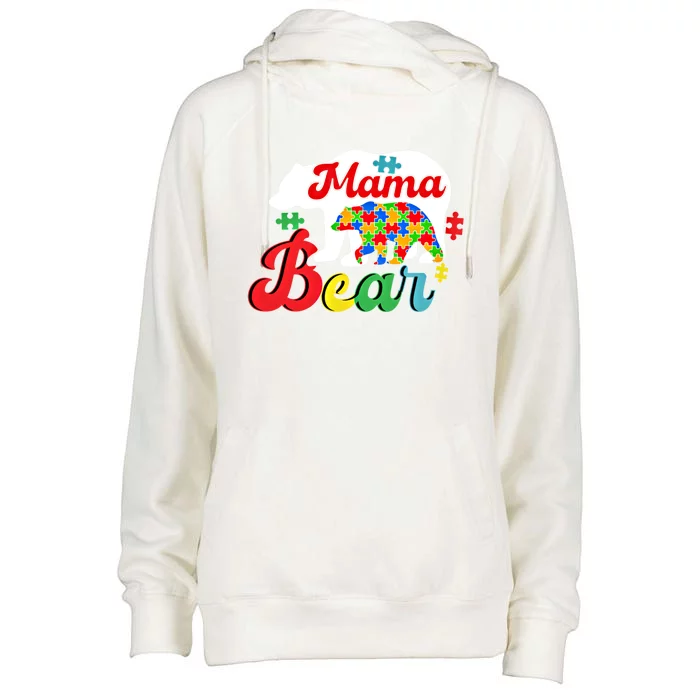 Autism Awareness Mama Bear Support Autistic Autism Mom Gift Womens Funnel Neck Pullover Hood