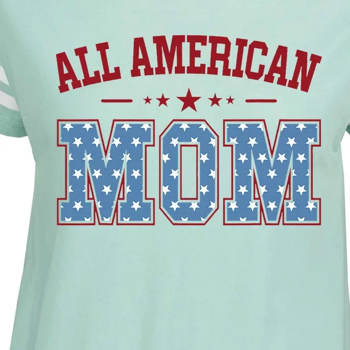 All American Mom Matching Family 4th Of July Enza Ladies Jersey Football T-Shirt