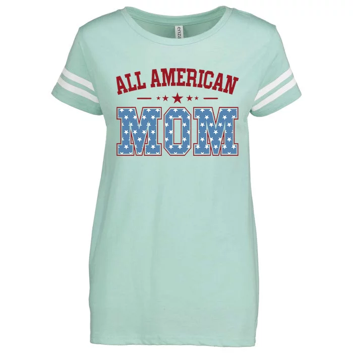 All American Mom Matching Family 4th Of July Enza Ladies Jersey Football T-Shirt