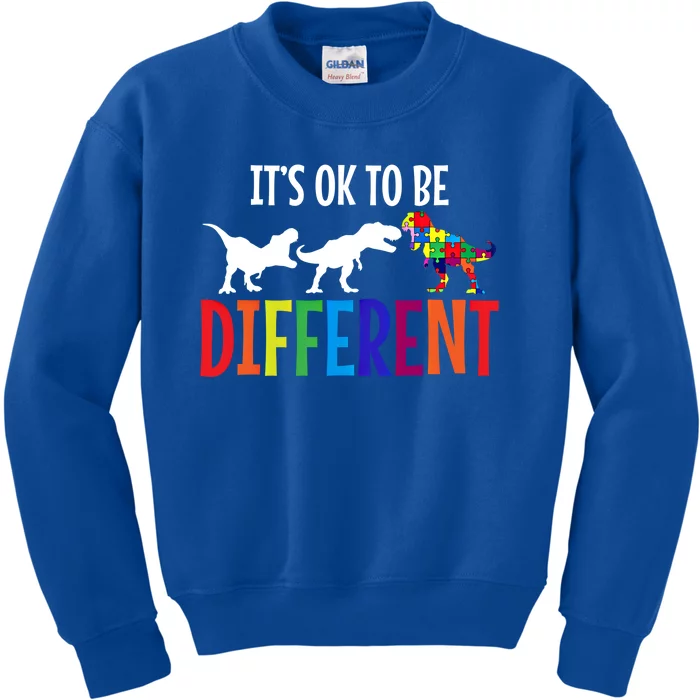 Autism Awareness Month Trex Puzzle Dino Neurodiversity Gift Kids Sweatshirt