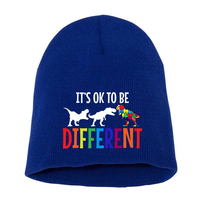 Autism Awareness Month Trex Puzzle Dino Neurodiversity Gift Short Acrylic Beanie