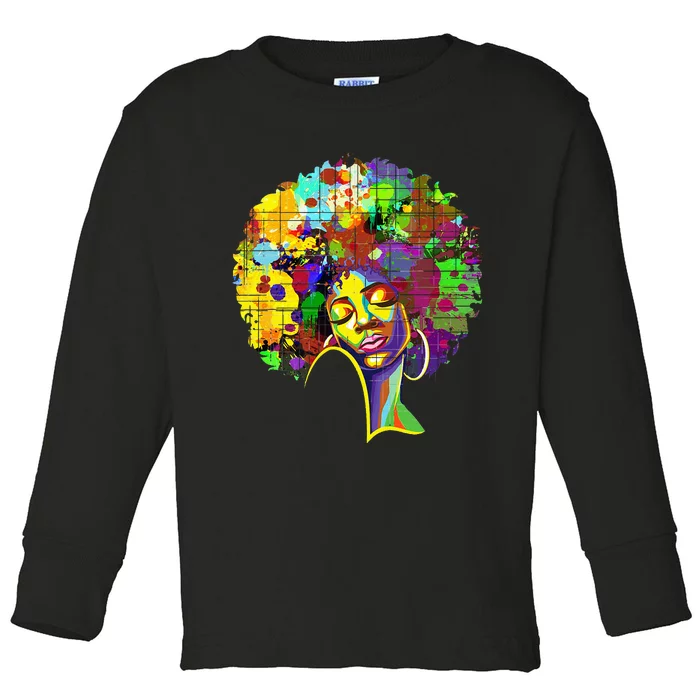 Afro American  Melanin Queen African American Toddler Long Sleeve Shirt