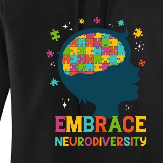 Autism Awareness Month Embrace Neurodiversity Brain Autism Women's Pullover Hoodie