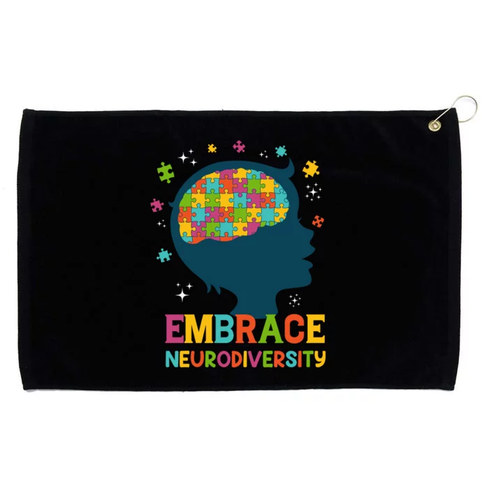 Autism Awareness Month Embrace Neurodiversity Brain Autism Grommeted Golf Towel