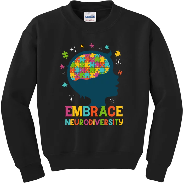 Autism Awareness Month Embrace Neurodiversity Brain Autism Kids Sweatshirt