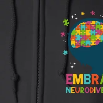 Autism Awareness Month Embrace Neurodiversity Brain Autism Full Zip Hoodie