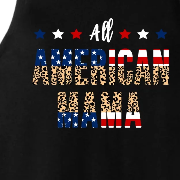 All American Mama 4th Of July Leopard Fourth Of July Mom Usa Gift Ladies Tri-Blend Wicking Tank